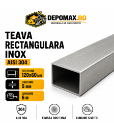 Teava rectangulara inox AISI 304, 120 x 60 x 5 mm, 6 metri